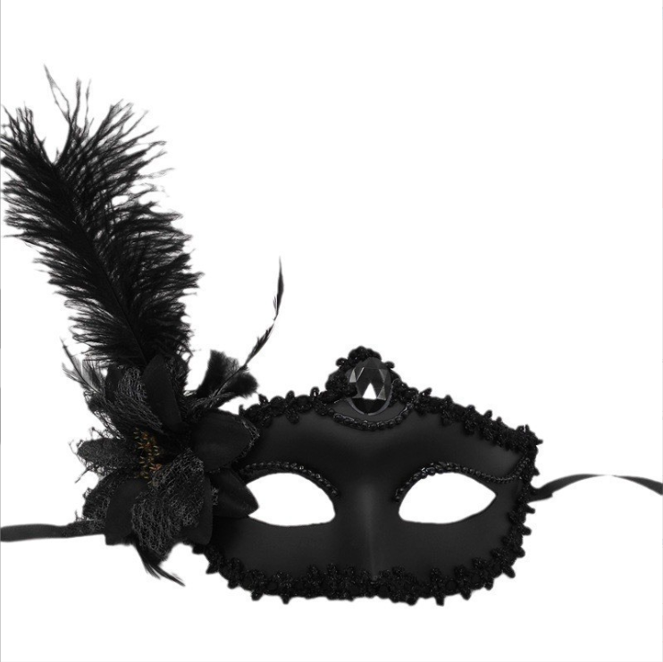 Elegant Costume Party Accessory Masquerade Mask with Feathers and Lace